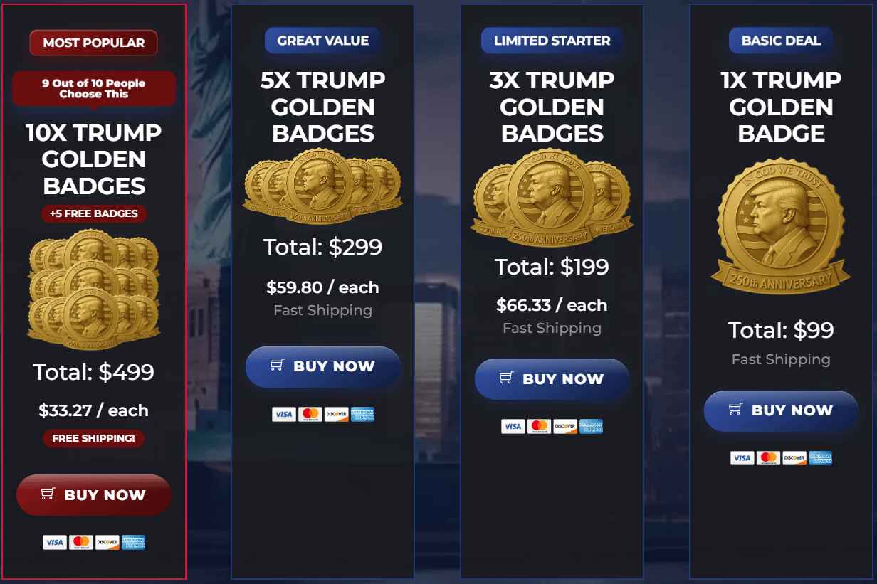 Trump Golden Badge price